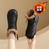 Fleece snow boots winter new side zipper waterproof thickened thermal cotton shoes platform casual short boots two cotton
