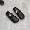 Johnature Genuine Leather Round Toe Soft Soled Loafers Versatile Soft Cowhide Flat Women's Shoes