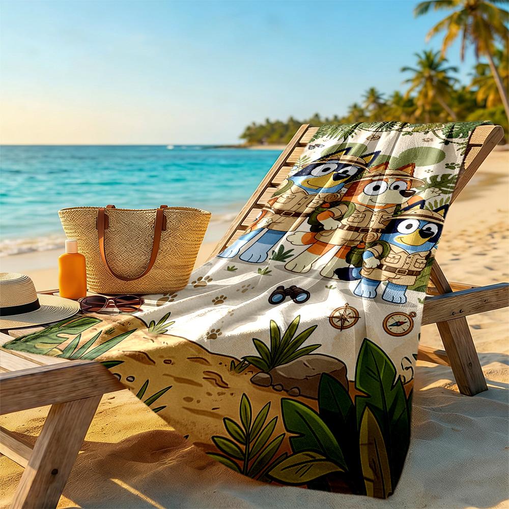 Bluey Beach Towel Quick-Dry Soft Microfiber Comfortable Lightweight