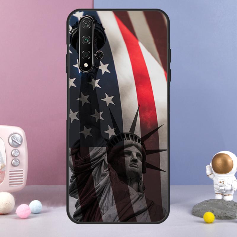 America Flag Statue of Liberty For Huawei Nova Y72 Y61 Y91 Y73 Y90 Y70 Y60 12s 12i 11i 8i 9 10 SE P60 P30 Pro P40 Lite Case