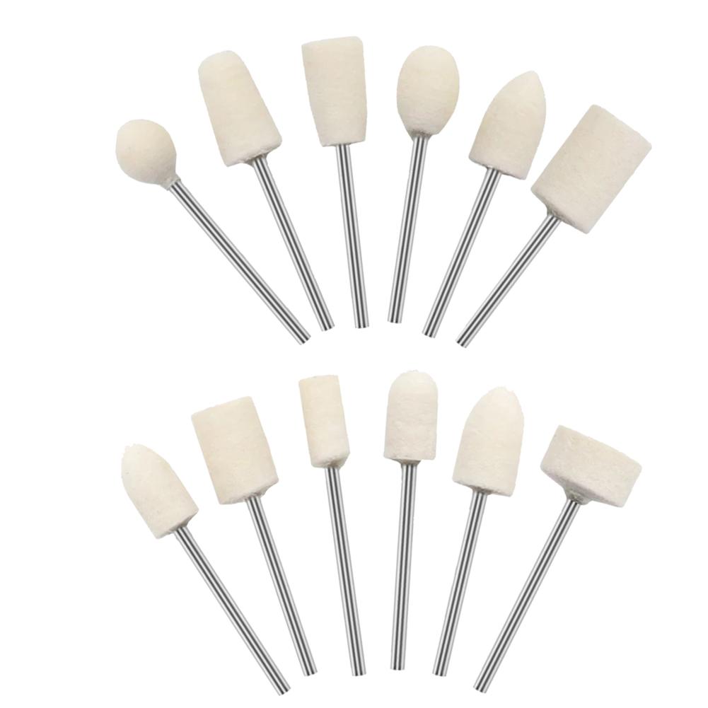 High Quality Wool Felt Grinding Head Rotary Tool Parts Polishing Tool Woodworking 12 Pcs 2.35mm Shank Abrasive Tools Accessories