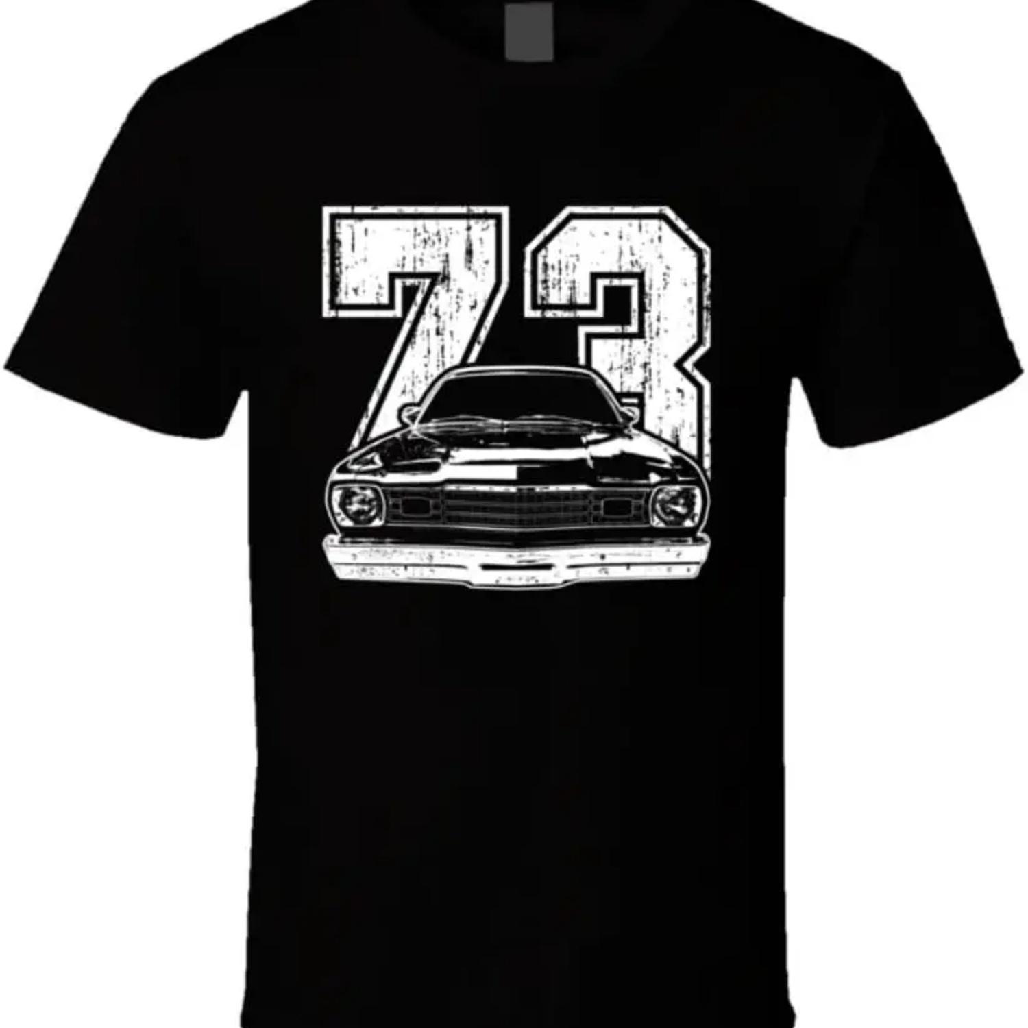

1973 Plymouth Duster Front View Silhouette Muscle Car Enthusiast Cool T Shirt XXXXXL чорний
