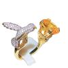 High-End Hummingbird Ring: Santa Maria Aquamarine-Look with Colored Gemstones for Women