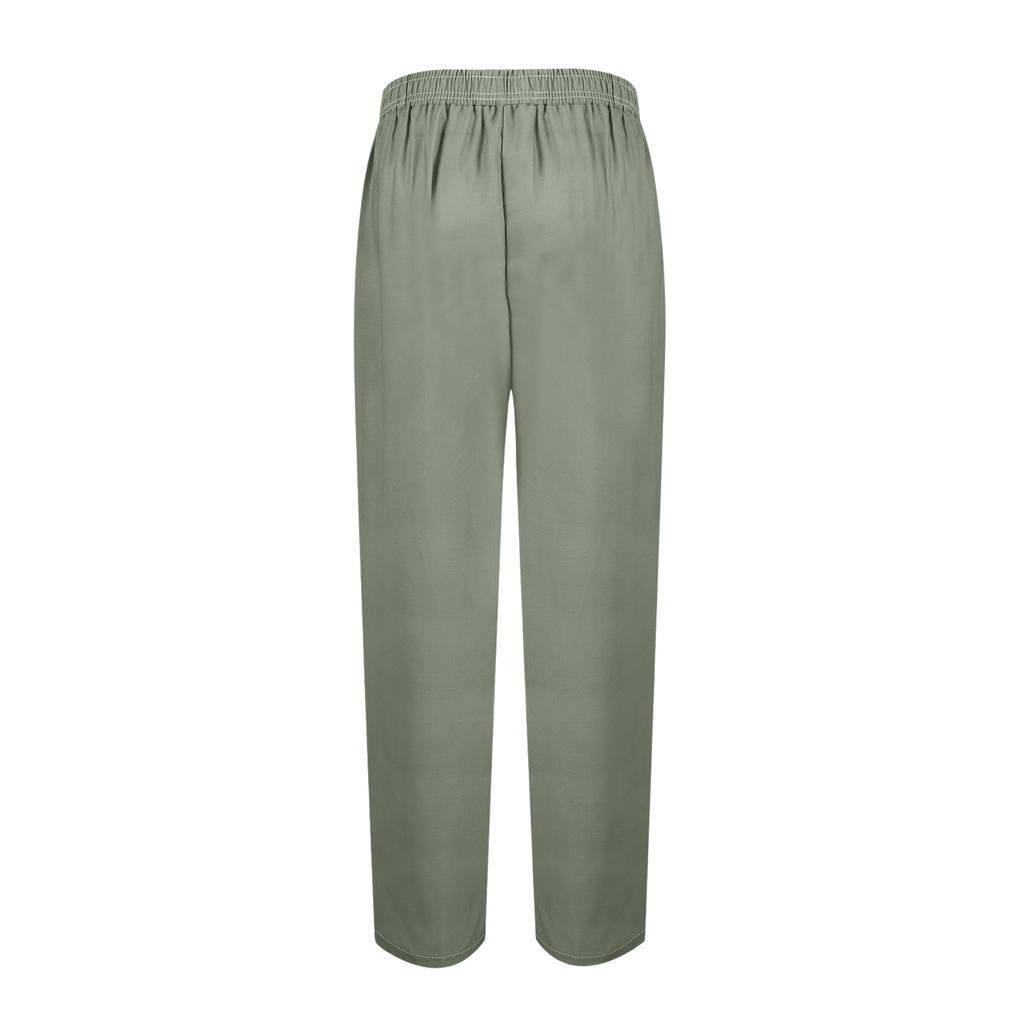 Damen Leinen Weite Hosen Elastischer Bund Lässige Lockere Hosen mit Taschen Leichte Alltags Hosen