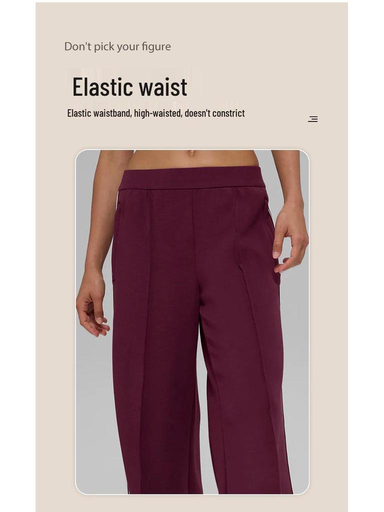 Women's Loose Wide-Leg White Striped Casual Pants - Anti-Pilling Modal, Autumn/Winter Collection
