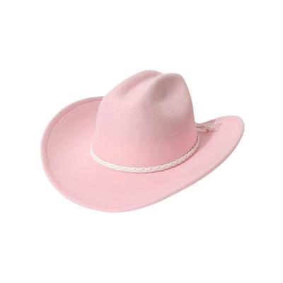 European and American Vintage Jazz Hat, Wool Felt Hat, Cowboy Hat, Retro Faux Wool Felt Hat, Flat-brimmed Hat with Three-strand Braid Decoration,