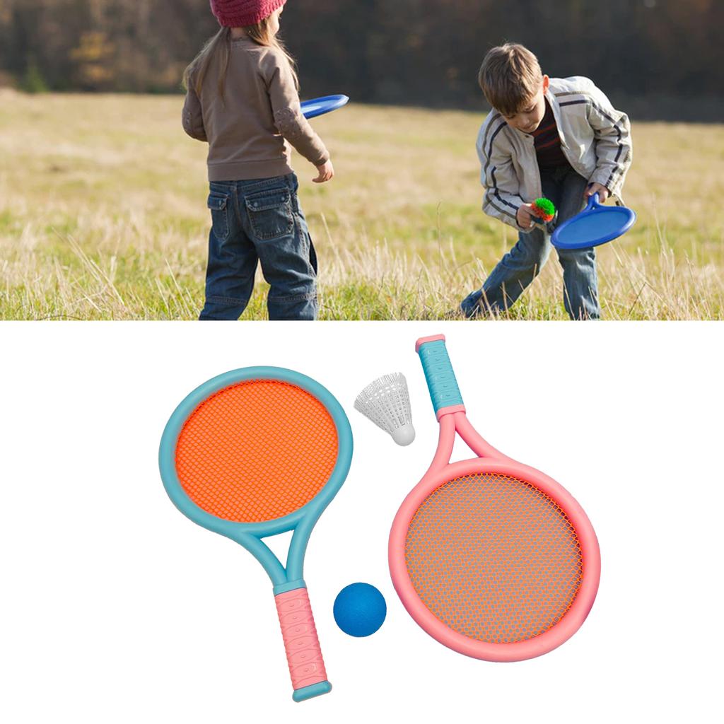 Children Badminton Racket Slip Resistant Durable Elastic Portable Tennis Racket Set for Kids 2 Rackets 2 Balls Blue Pink
