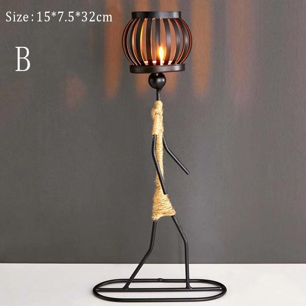 Abstract Character Sculpture Candle Holder Nordic Metal Candlestick Decor Handmade Figurines Home Decoration Art Gift