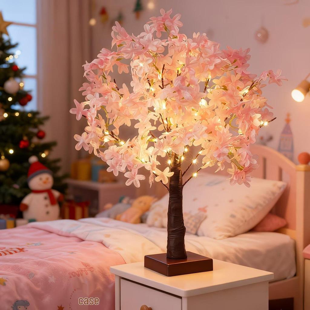 LED Cherry Blossom Tree Lamp - Christmas and Festival Decoration, Desk Lamp for Bedroom Atmosphere, Luminous Flower Ornament.