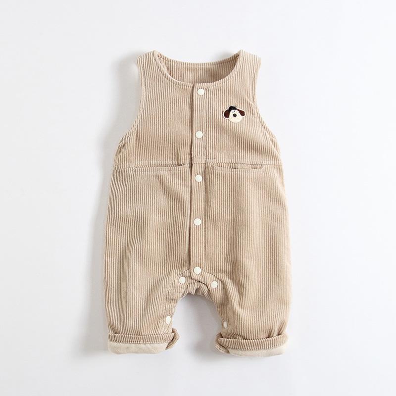 2025 Winter Korean Style Baby Overalls: Dark Snap, Fleece-Lined, Ages 0-3