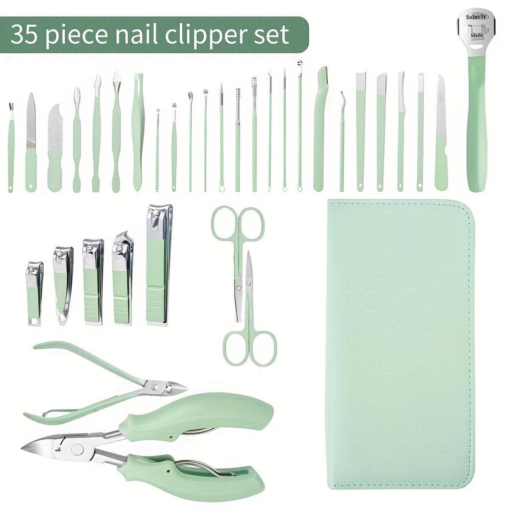 7//22/35 Piece Green Manicure Pedicure Multi-Purpose Set, Toenail Care Set, Manicure Set Pedicure Tool Set