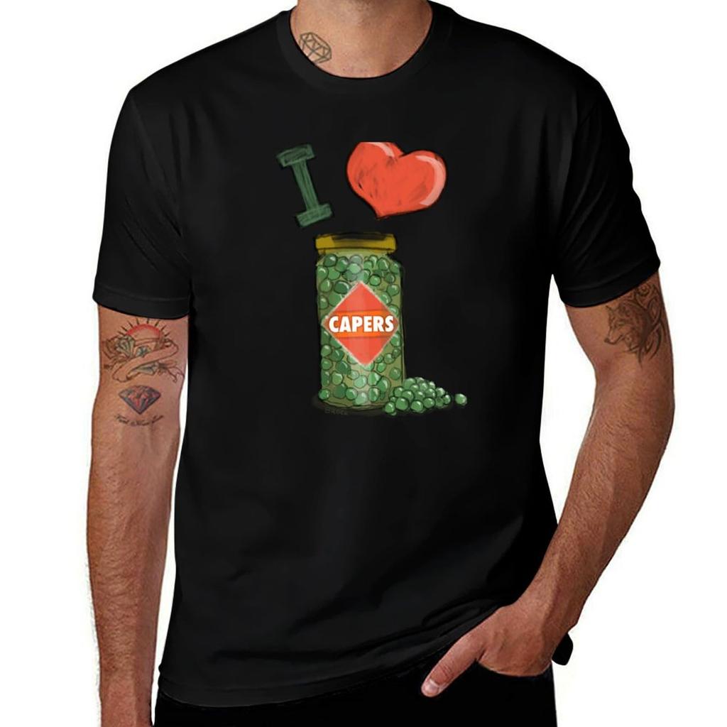 I Love Capers Tshirt Basic Simple Design Short Sleeve Shirt