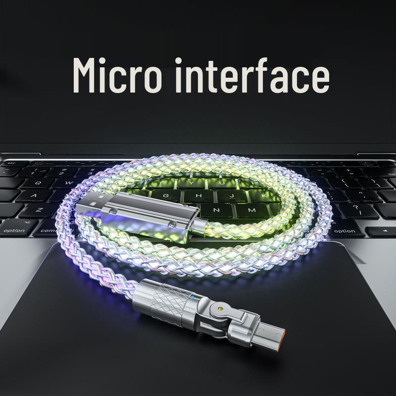 

6A RGB цветной PD сверхбыстрый кабель для зарядки Type-C 3-в-1