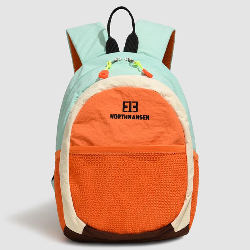 Colorblock Nylon Backpack with Mesh Pocket Lightweight Outdoor Daypack for Travel School Daily