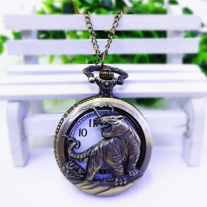 Retro Hollow Zodiac Wall Watch Watch Male Digital Elderly Quartz Watch Zodiac Bronze Pocket Watch