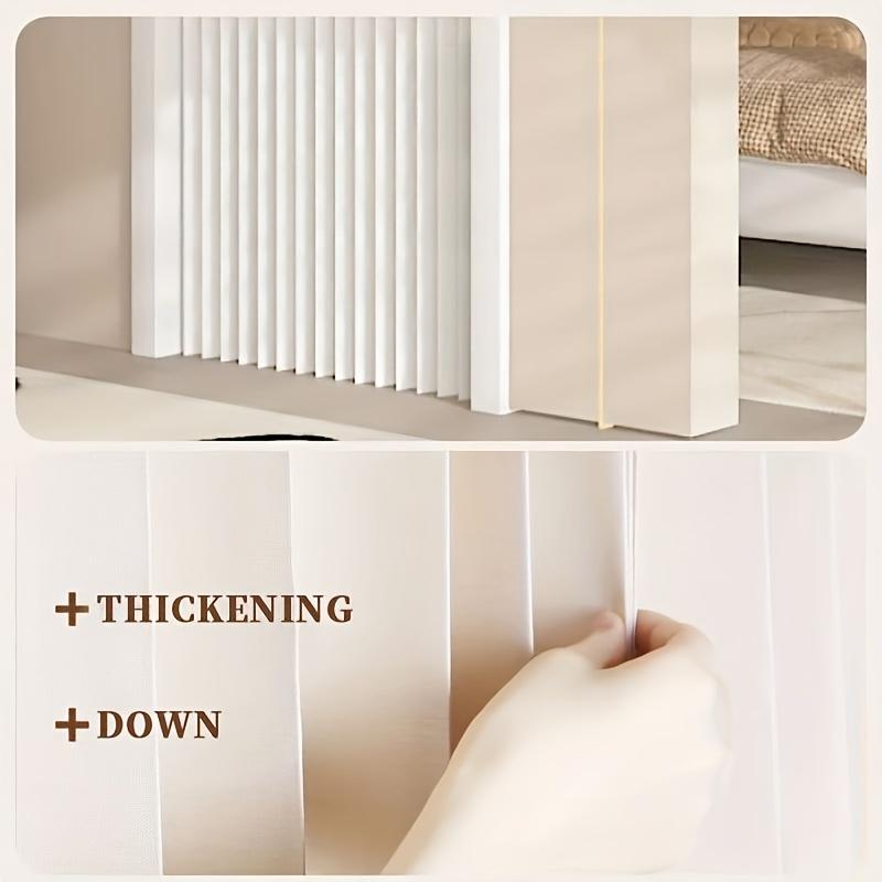 Elegant Bohemian Style Rodless Folding Door Curtain with Stripes  Magnetic Partition for Living Room, Bedroom, Kitchen  Versatile Home Decor