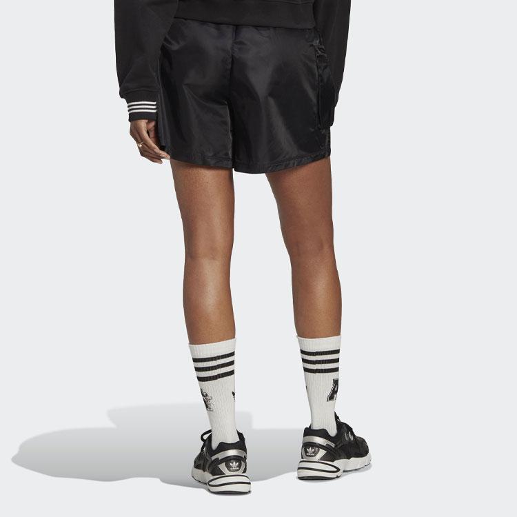 Adidas Originals Trefoil Solid Color Logo Print High-Waisted Shorts Women Bottoms Black HL9061