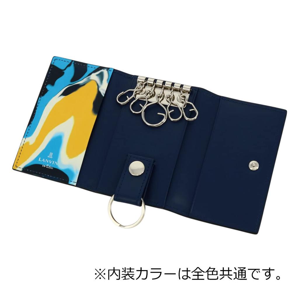 En Key Case 5 Rows Genuine Leather 533602 LANVIN En Bleu Key Ring Included Cowhide Blue [LANVIN Bleu] Men's [17]