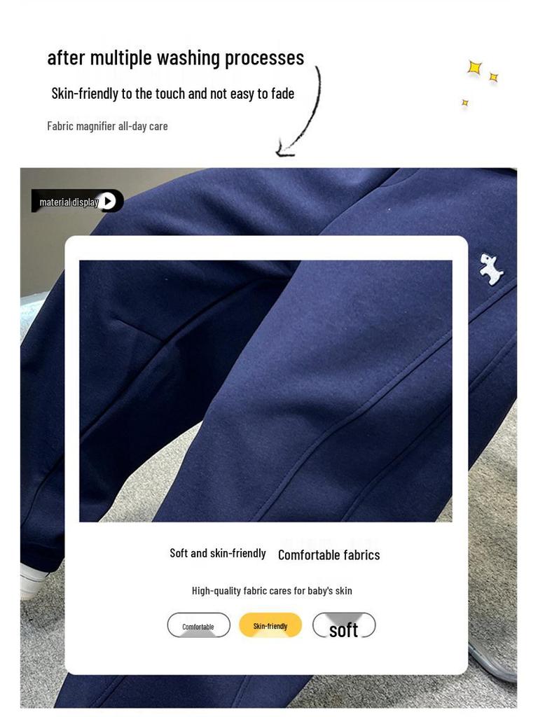 Boys' Fleece-lined Casual Pants for Fall/Winter 2025, Suitable for Medium to Large Children and Teens.