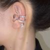 2Pcs Waterdrop Zircon Korean Ear Cuff Clip On Earrings for Women No Piercing C Shape Clip Ear Luxury Rhinestone Y2K Jewelry