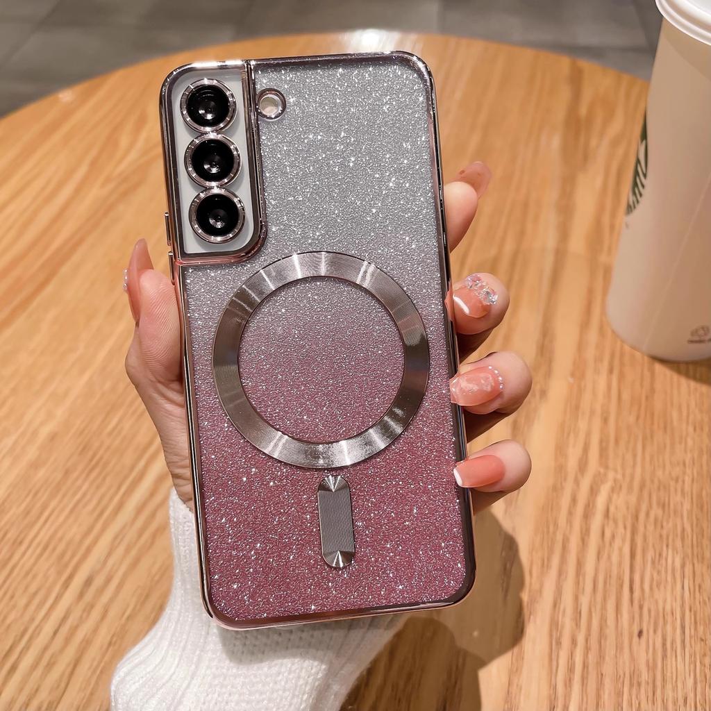 Samsung S24U Gradient Phone Case CD Pattern Galaxy S25 Ultra Magnetic 210 Plating Case S23PLUS Suitable