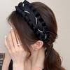 Cloth Women Hair Hoop Wide Wrinkle Headband Retro Black Hairband  Funeral