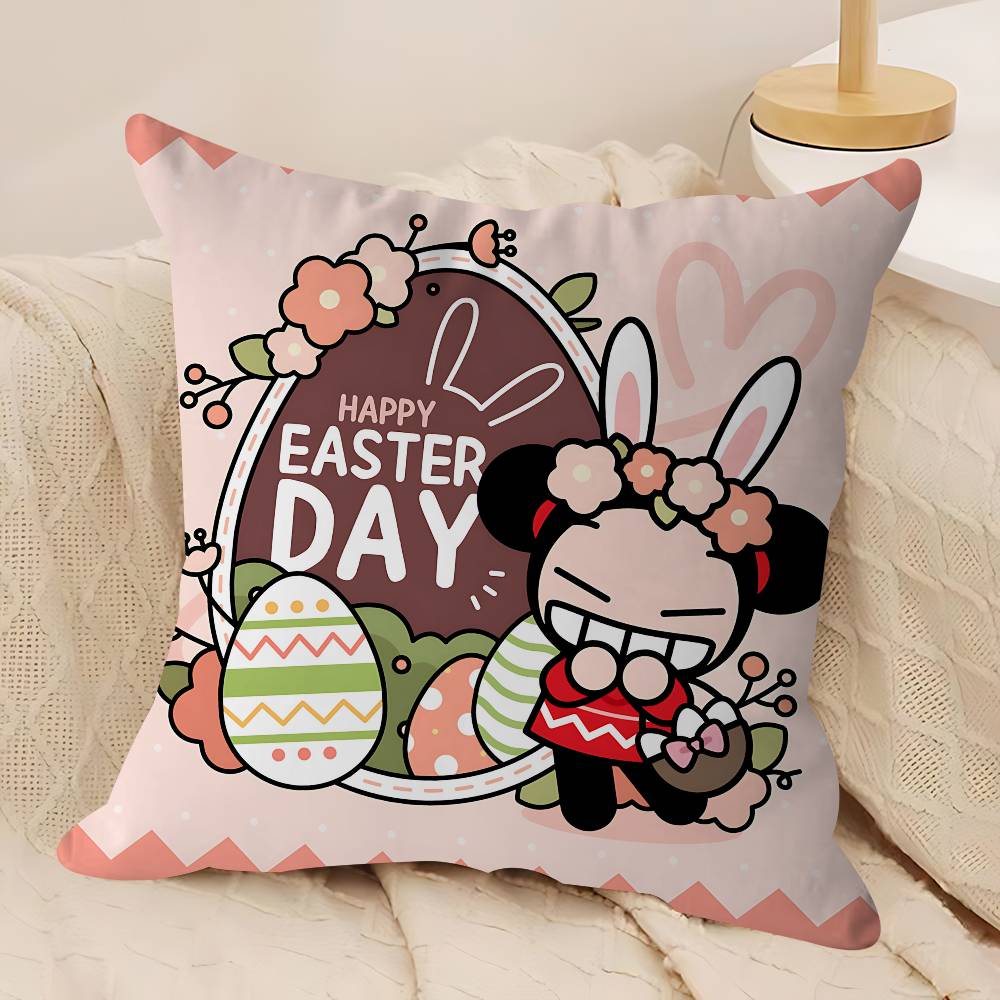 Kreskówkowy P-Pucca-Garu Poszewka na poduszkę Zdejmowana Zmywalna Poszewka na poduszkę – Miękki len na każdą porę roku