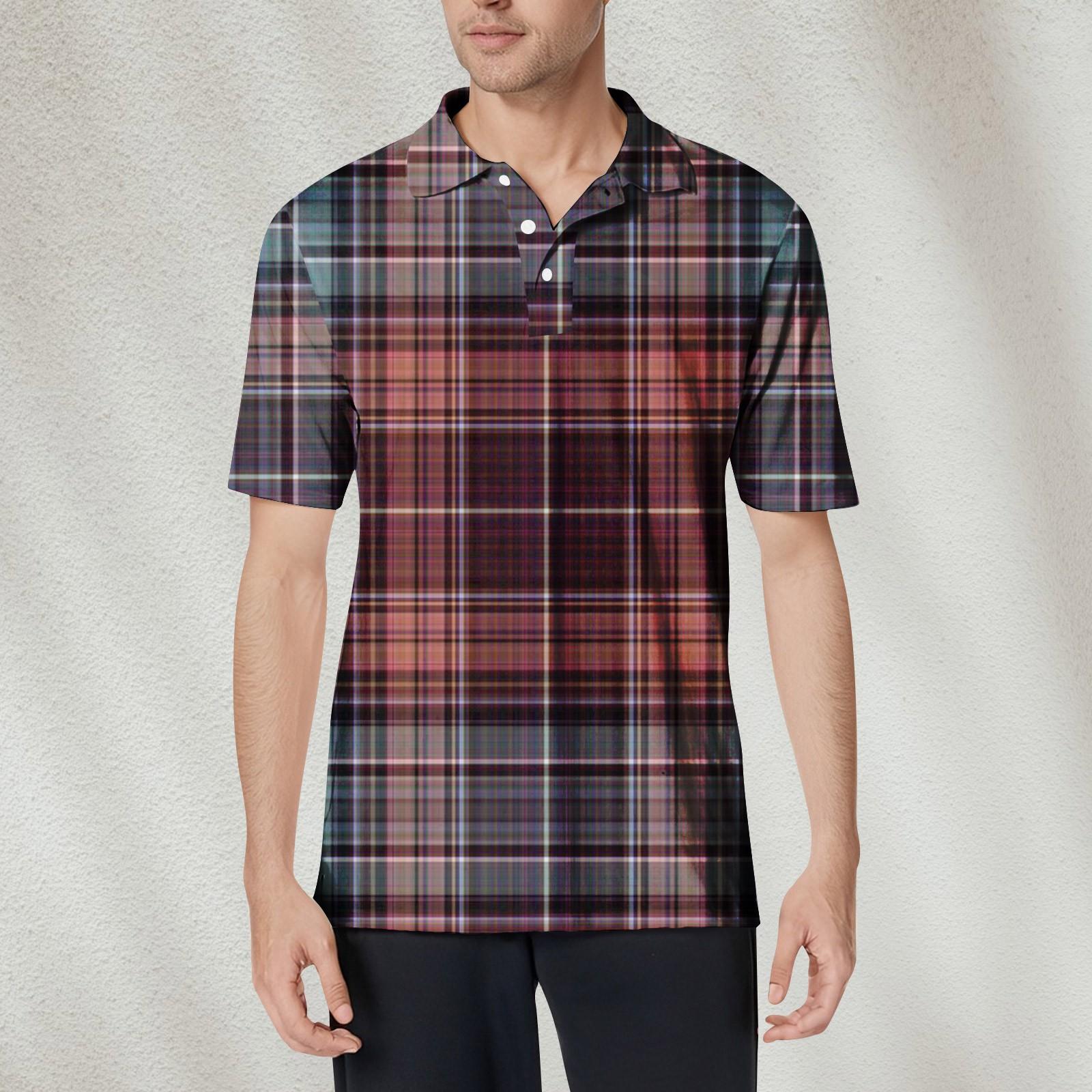 

Мужская рубашка с коротким рукавом и полосатым принтом из мягкого хлопкового воротника, влагоотводящая рубашка XL винный