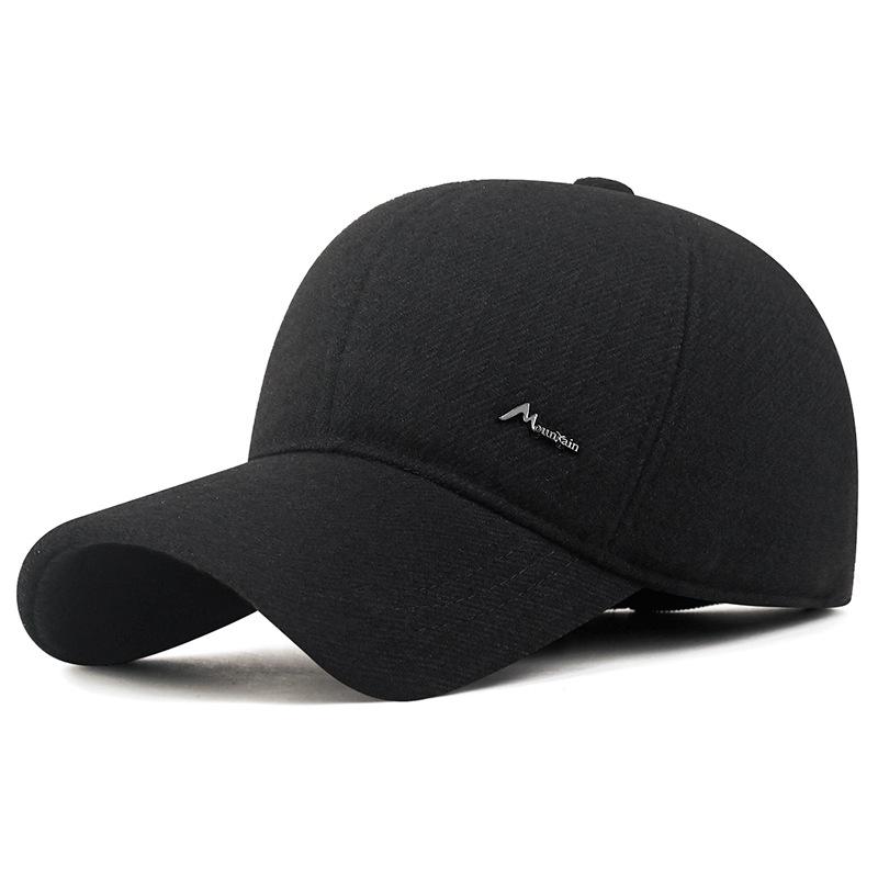 Mens Winter Warm Wool Blend Baseball Cap with Ear Flaps Windproof Dad Hat