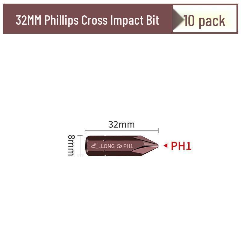 Phillips Flat-head Hex Impact Bit Set - S2 Alloy Steel