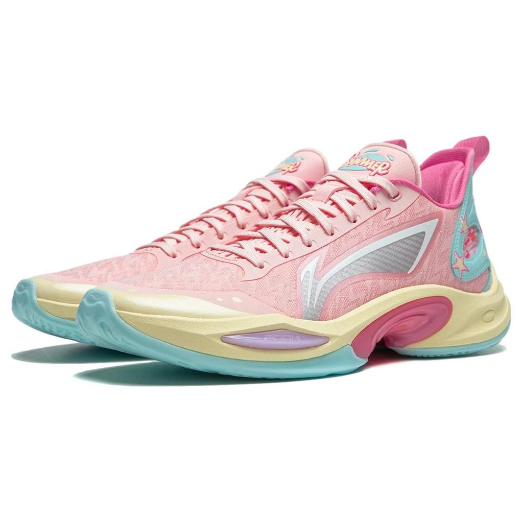 Li-Ning Super Lightweight 2024 Shock Absorption Non-Slip Wear-Resistant Lightweight Rebound Low-Top Basketball Shoes Men Sneaker Pink Blue ABAU011-8