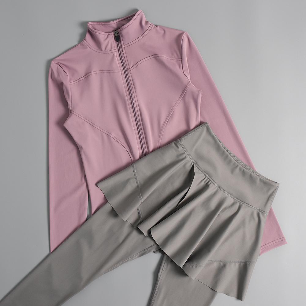 Women's Slim Fit Long Sleeve Sports Suit - Autumn/Winter Gym & Yoga Wear with Round Neck Jacket