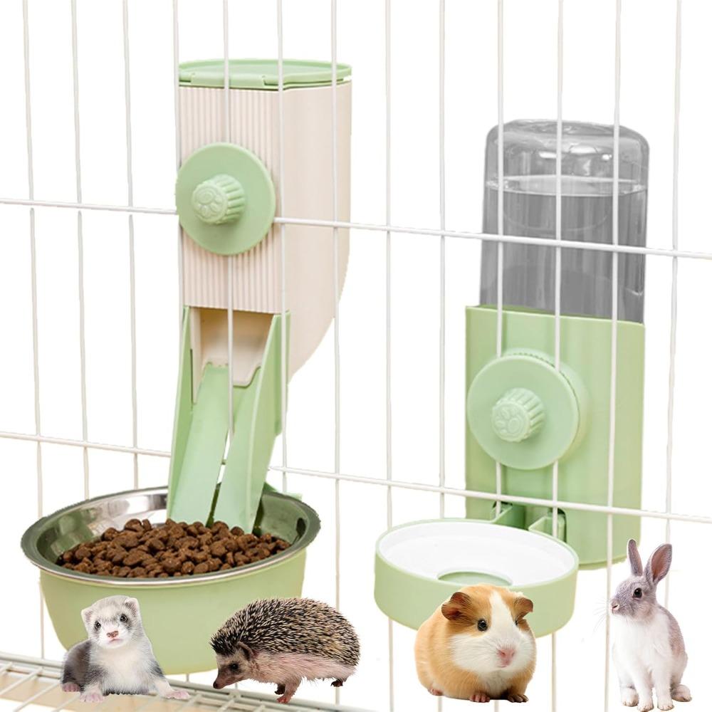 Hanging Automatic Pet Cat Food Feeder with 30oz Bowl and 500ml Water Dispenser Bunny Gravity Feeding Station Waterer Set Feeder 4