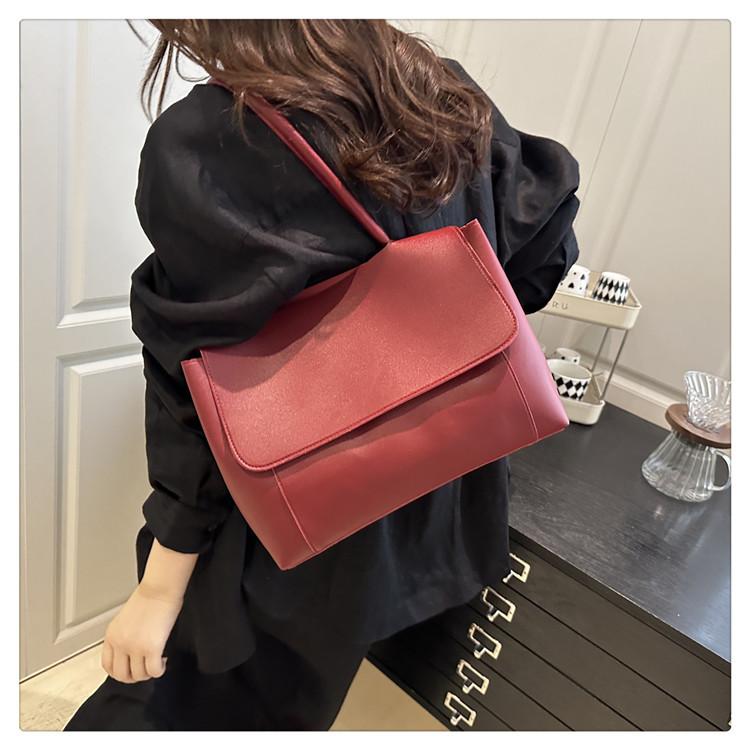 Faux Leather Tote Bag for Women Minimalist Magnetic Closure Shoulder Handbag