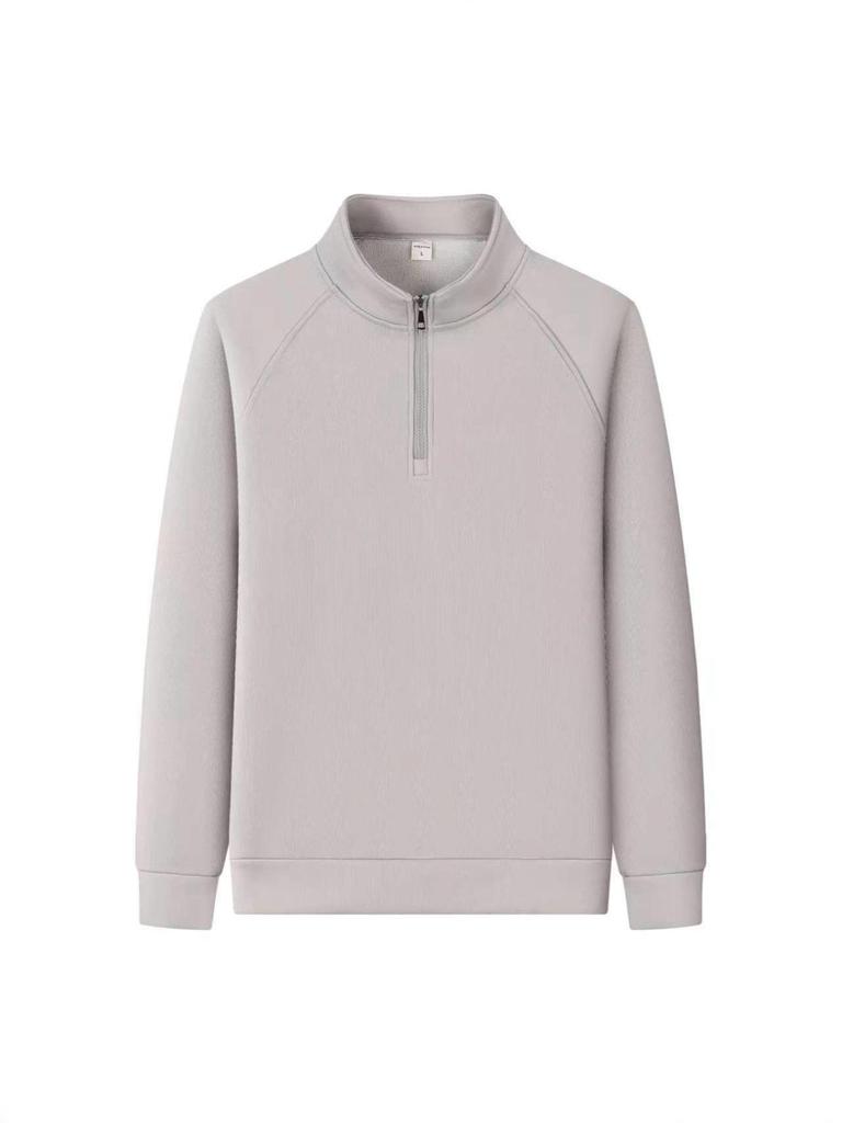 2025 Men's Trendy Zipper Stand Collar Sweatshirt - Spring/Autumn Solid Color