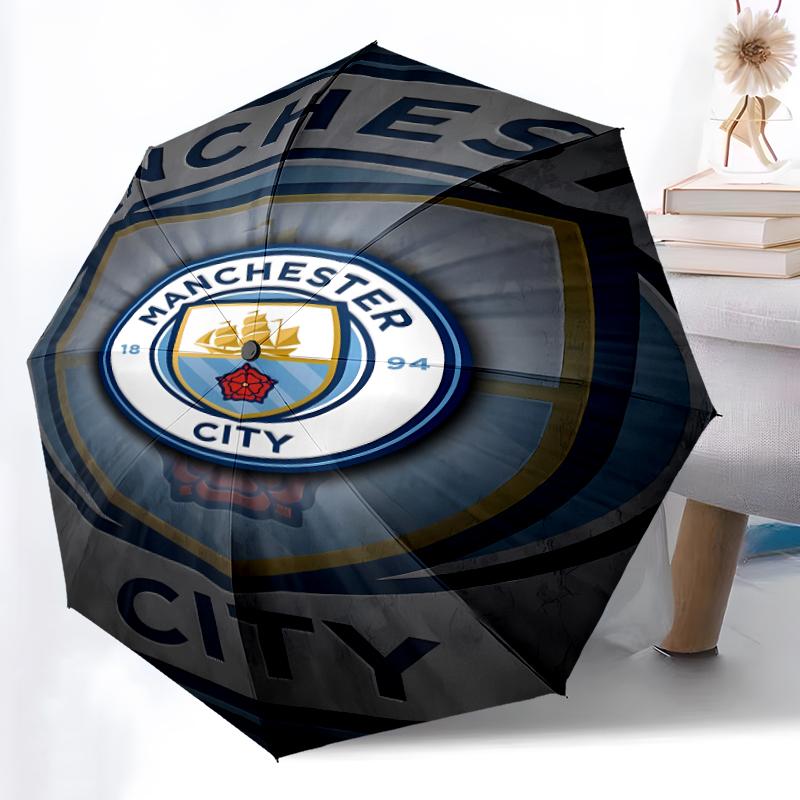 Printed Manchester City Football Club Printed Folding Umbrella,Outdoor,Leisure,And Travel Umbrella,Durable Umbrella Fabric,Birthday And Holiday Gift