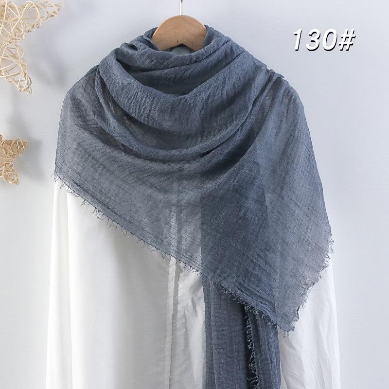Sciarpa da donna in cotone lino seta - Per tutte le stagioni, colore unito, versatile foulard per testa e parasole