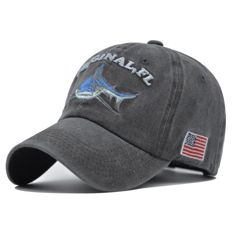 Fashion New High Quality Wash Cotton America FlagShark Men's Baseball Cap Women Snapback HatsFor Men Bone Hip Hop Dad Hat Gorras
