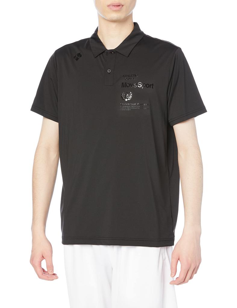 Move Sports Short Sleeve Polo UV Medium Men's Shirt, Sunscreen, Moisture-Wicking, Quick-Drying, Stretch, Protection, Training, Golf, DMMTJA73, Black,