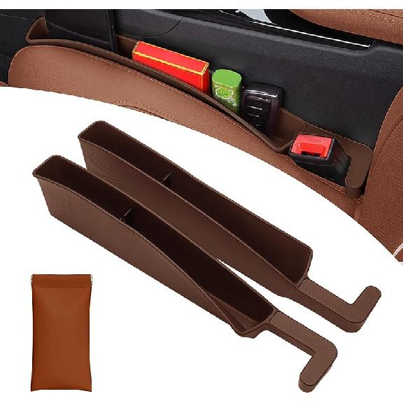 Car Seat Gap Filler Organizer 2 Pack With Sunglass Bag, Car Accessories Seat Gap Filler Organizer For Automotive, Car Organizer Suitable For коричневый
