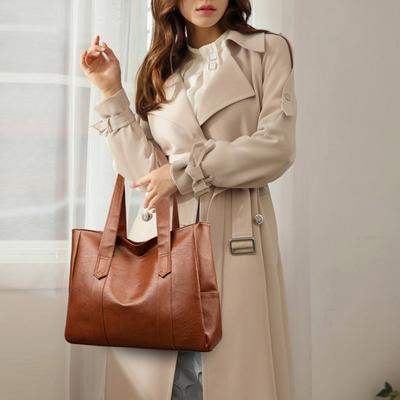 Women Shoulder Bag Faux Leather Tote Bag Large Capacity Handbag Commuting Bag for Weekender Party Shopping Daily Errands