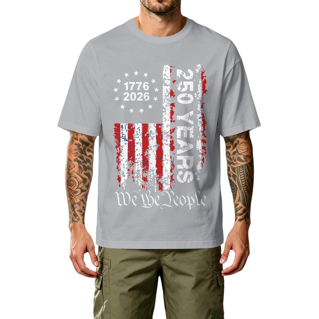 Men's Casual Printed T-Shirt Short Sleeve Crew Neck Relaxed Fit Cotton Blend Comfortable Lightweight Top for Outdoor Sports and Daily Wear