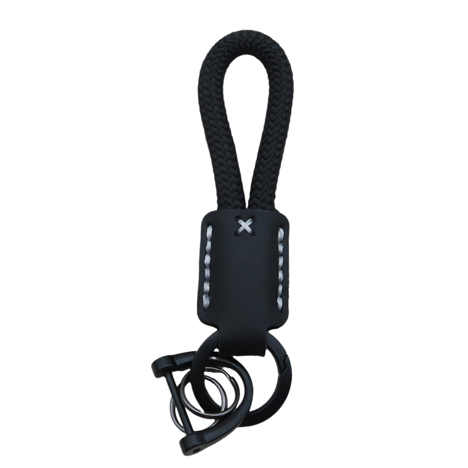 

Genuine Leather Key Holder Cowhides Braided Rope Key Chain Pendant Bag Accessory Everyday Use Keychain Accessories чорний