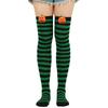 Women Cute 3D Evil Pumpkin Striped Over Knee Long Socks Thigh High Stockings for Halloween Cosplay Party Costume Hosiery