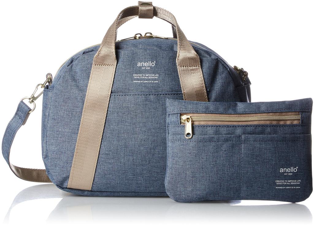 2WAY Mini Boston Shoulder Bag 10 Pockets CHUBBY Denim Blue [Anello] AT-C1835 Women's