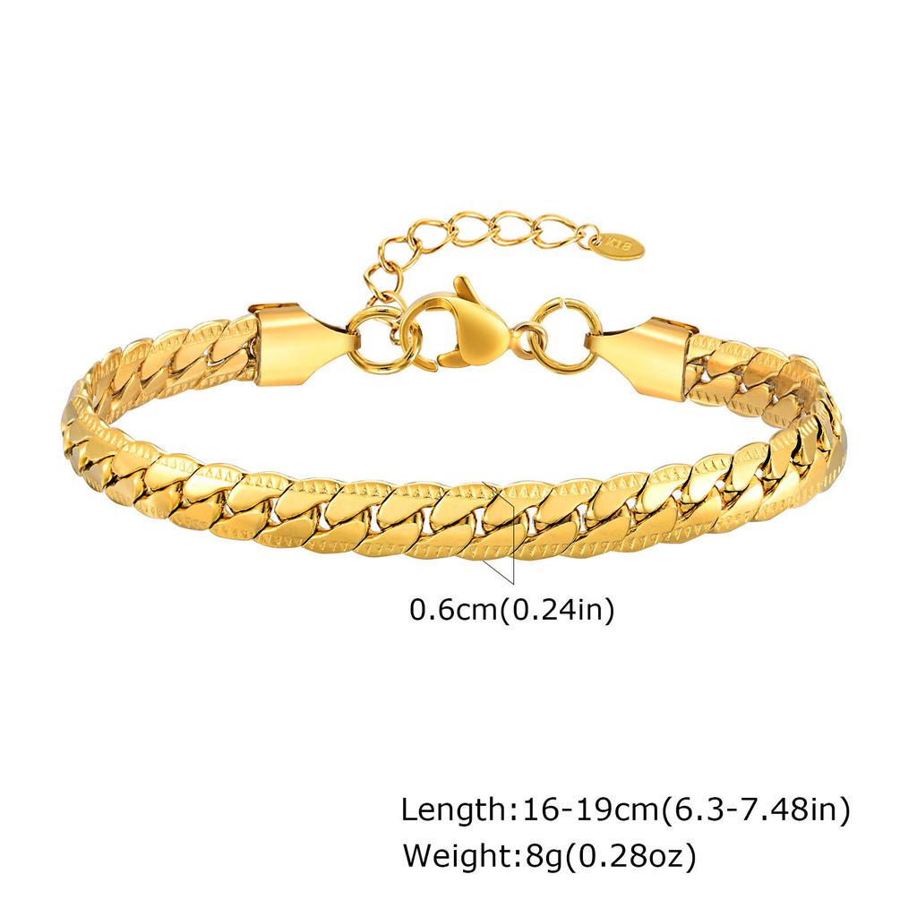 Jewelry Simple Women'S Stainless Steel Four-Sided Grinding Nk Chain Gold Bracelet 1231