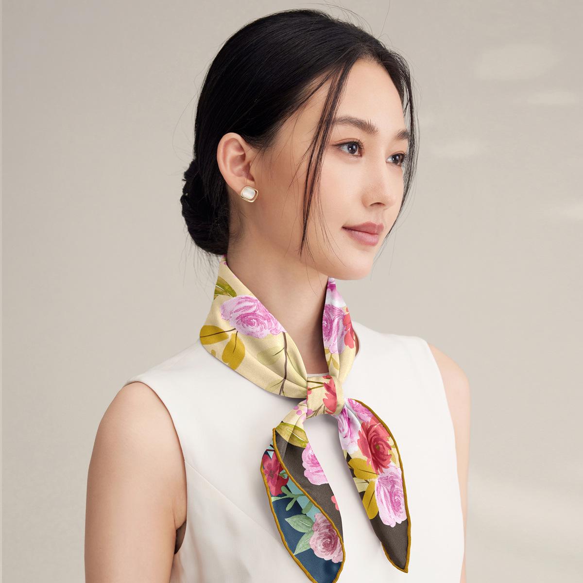 65cm Double-Sided Printed Silk Scarf - 100% Mulberry Silk, Ideal Corporate Gift
