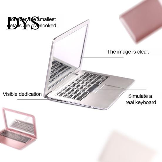 Handheld Cosmetic Mirror Mini Laptop Mirror, Pocket Size Shaped Makeup Portable Small Handy Grooming Folding Computer for Dollhouse Accessory, Travel