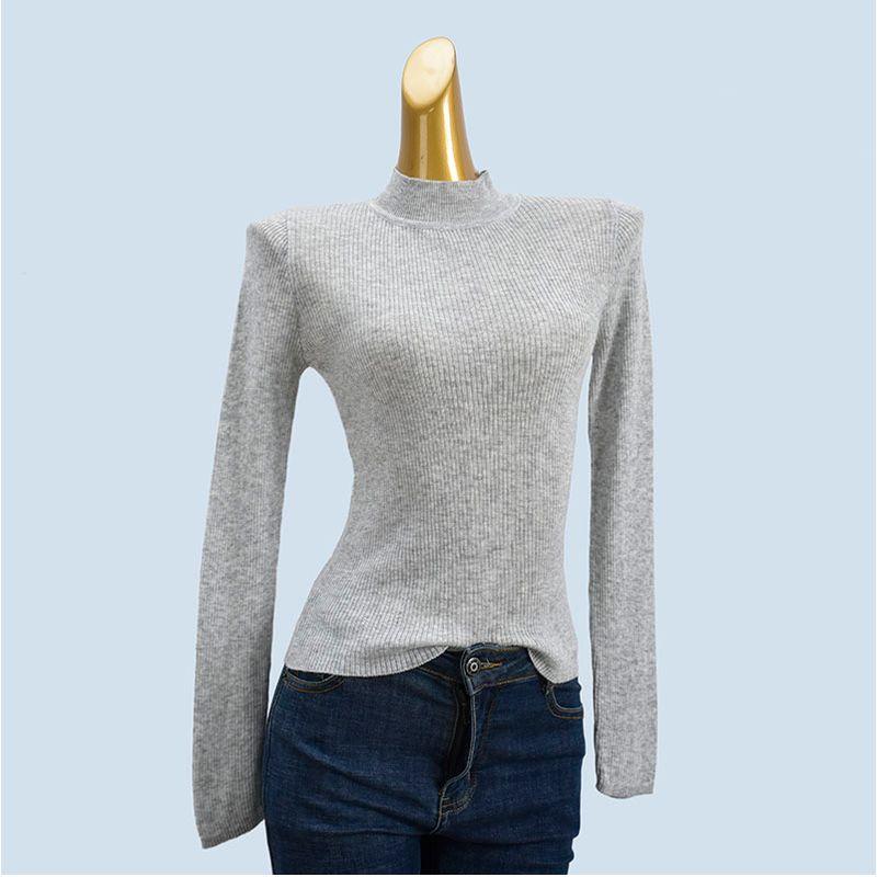Sweater Spring, Autumn and Winter Half Turtleneck Soft Glutinous Comfortable High Elastic Easiest for Match Slim Fit Slimming Long Sleeves Base Blouse