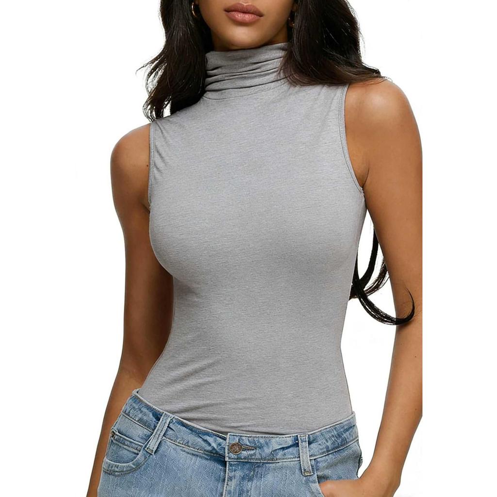 Fashionable Women's Sleeveless Decoy Collar Base Layer Top Vest